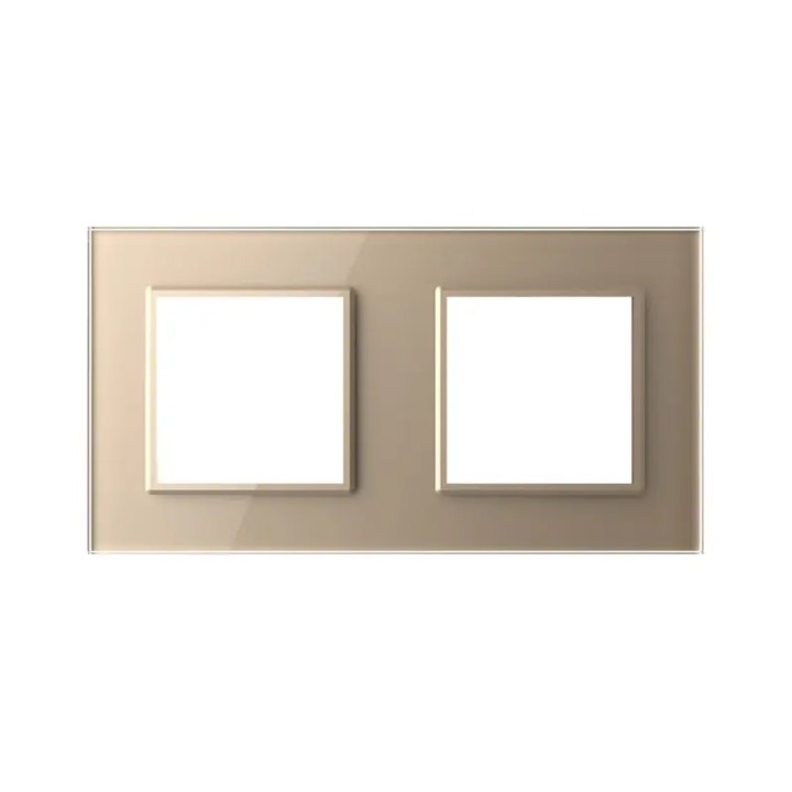 Plaque de finition en verre 2 postes – Doré Brillant