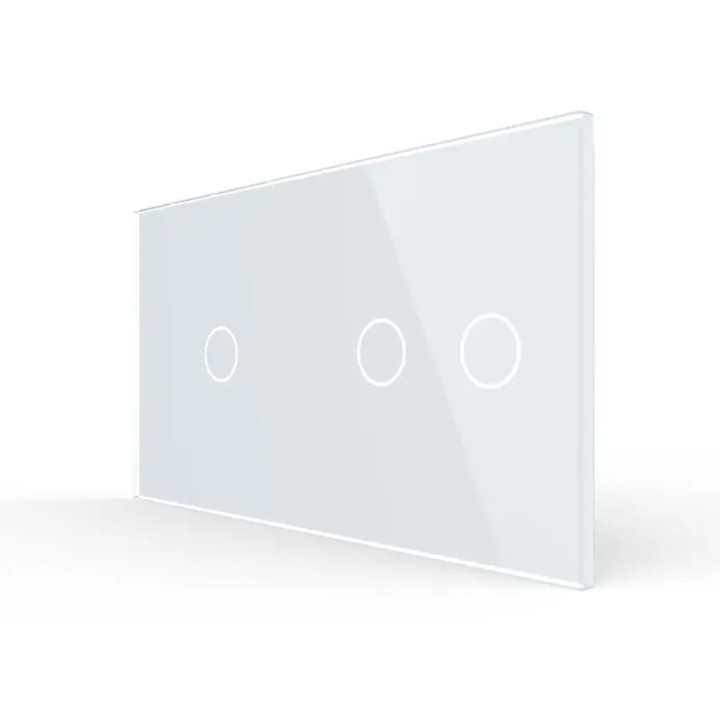Plaque de finition en verre trempé 1 + 2 Boutons – Blanc Brillant