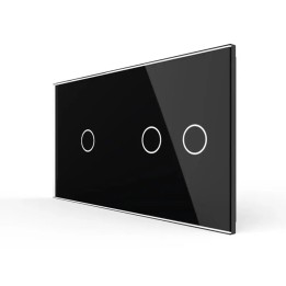Plaque de finition en verre trempé 1 + 2 Boutons – Noir Brillant