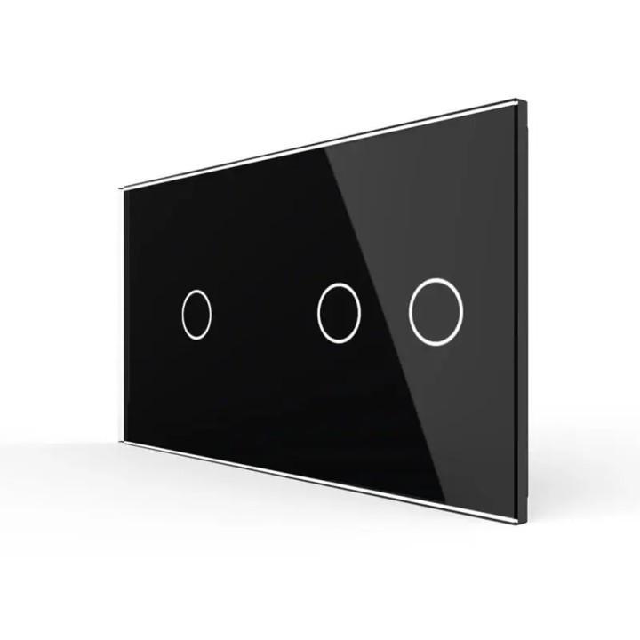 Plaque de finition en verre trempé 1 + 2 Boutons – Noir Brillant