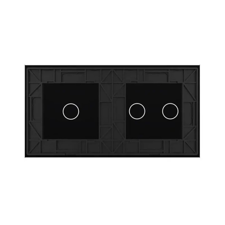 Plaque de finition en verre trempé 1 + 2 Boutons – Noir Brillant