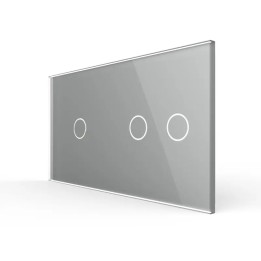 Plaque de finition en verre trempé 1 + 2 Boutons – Gris Brillant