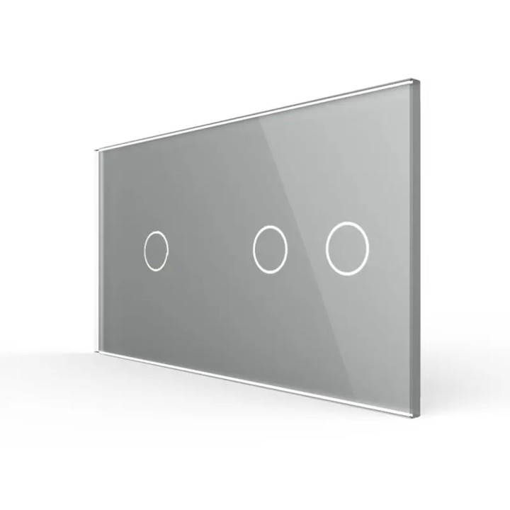 Plaque de finition en verre trempé 1 + 2 Boutons – Gris Brillant