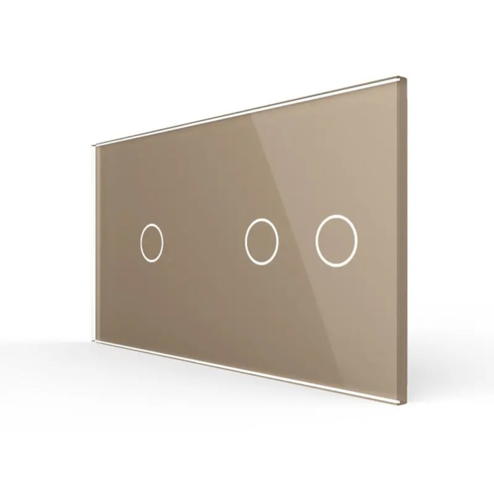 Plaque de finition en verre trempé 1 + 2 Boutons – Doré Brillant