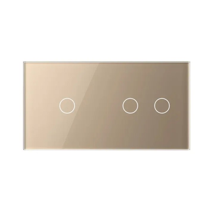 Plaque de finition en verre trempé 1 + 2 Boutons – Doré Brillant