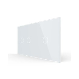 Plaque de finition en verre trempé 2 + 1 Boutons – Blanc Brillant