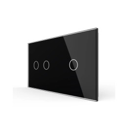 Plaque de finition en verre trempé 2 + 1 Boutons – Noir Brillant