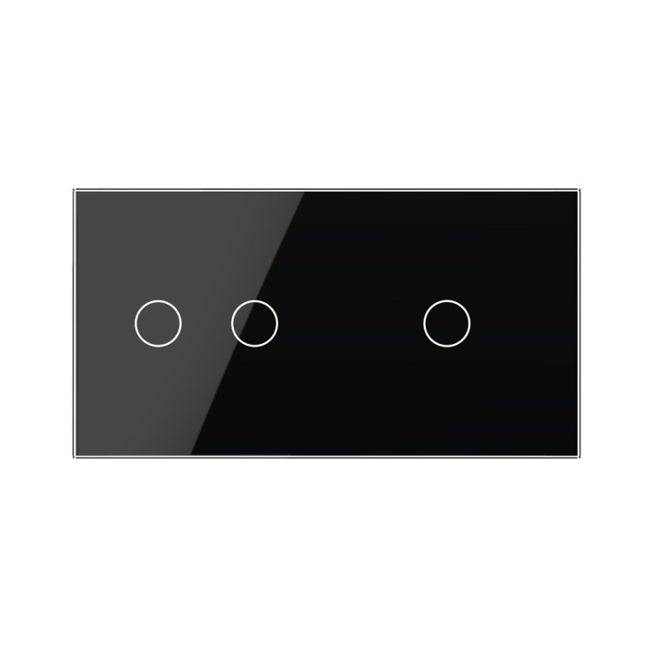 Plaque de finition en verre trempé 2 + 1 Boutons – Noir Brillant
