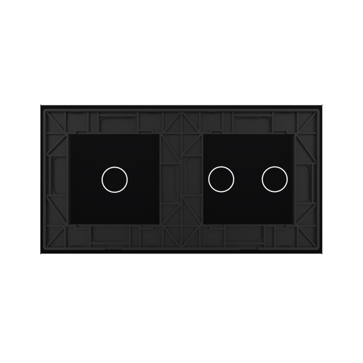 Plaque de finition en verre trempé 2 + 1 Boutons – Noir Brillant