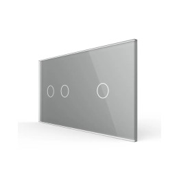 Plaque de finition en verre trempé 2 + 1 Boutons – Gris Brillant