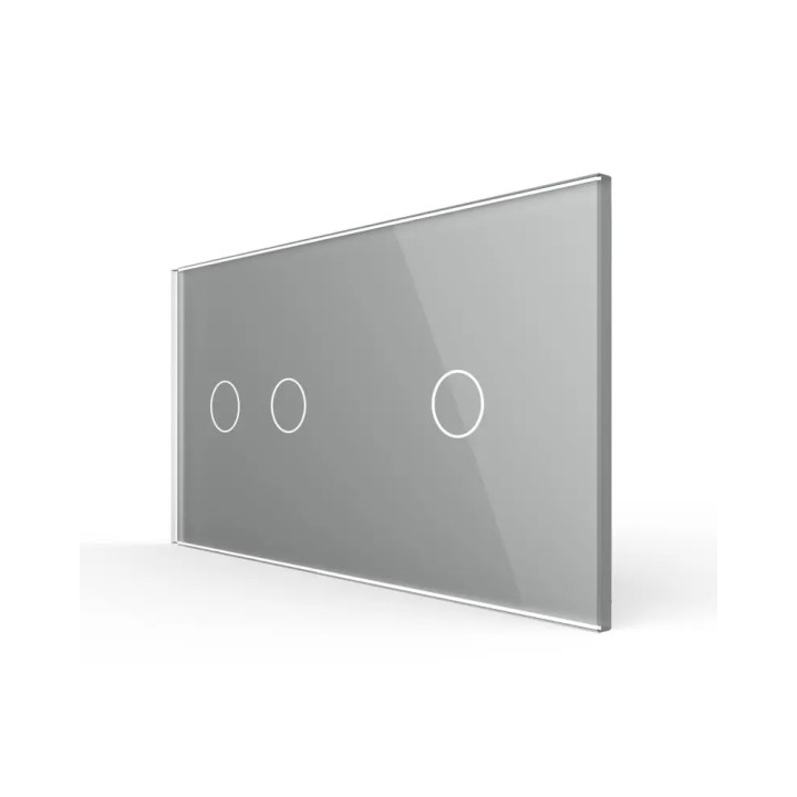 Plaque de finition en verre trempé 2 + 1 Boutons – Gris Brillant