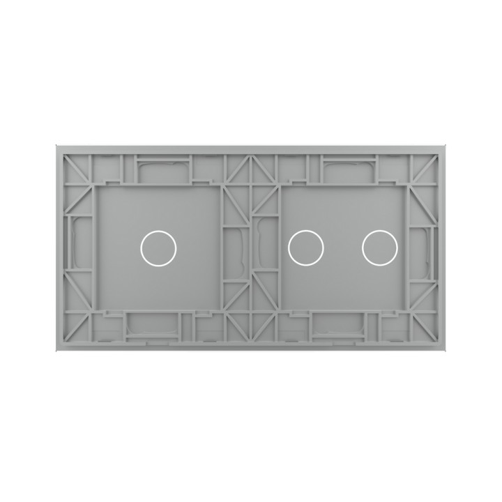 Plaque de finition en verre trempé 2 + 1 Boutons – Gris Brillant