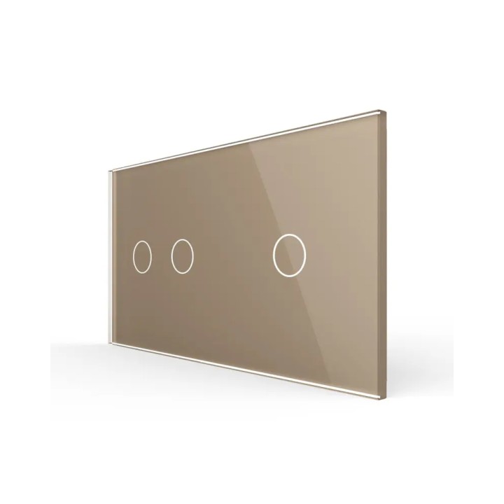 Plaque de finition en verre trempé 2 + 1 Boutons – Doré Brillant