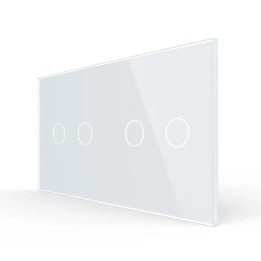 Plaque Double de finition en verre trempé 2 Boutons – Blanc Brillant