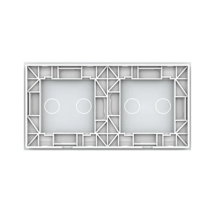 Plaque Double de finition en verre trempé 2 Boutons – Blanc Brillant