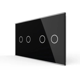 Plaque Double de finition en verre trempé 2 Boutons – Noir Brillant