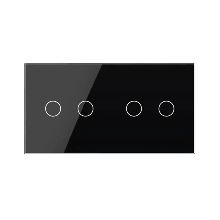Plaque Double de finition en verre trempé 2 Boutons – Noir Brillant