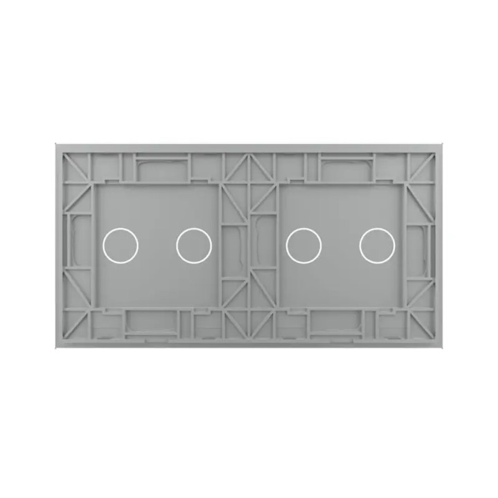 Plaque Double de finition en verre trempé 2 Boutons – Gris Brillant