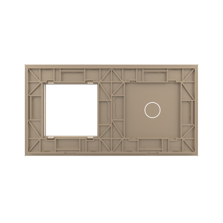 Plaque de finition en verre tactile 1 bouton + module SR – Doré Brillant – Format double