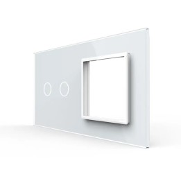 Plaque de finition en verre tactile 2 boutons + module SR – Blanc Brillant