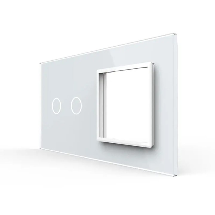 Plaque de finition en verre tactile 2 boutons + module SR – Blanc Brillant
