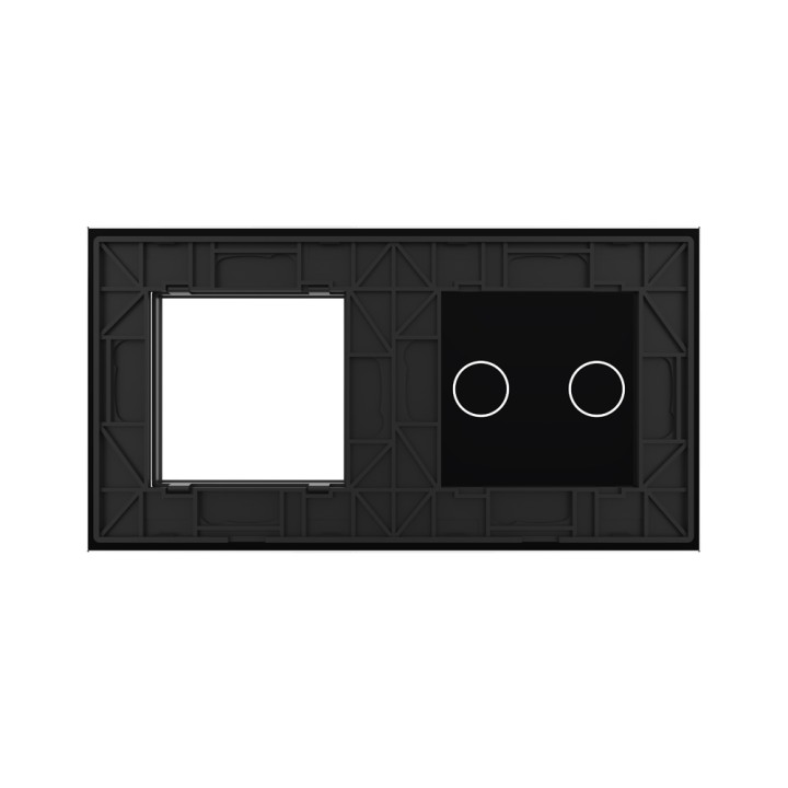 Plaque de finition en verre tactile 2 boutons + module SR – Noir Brillant