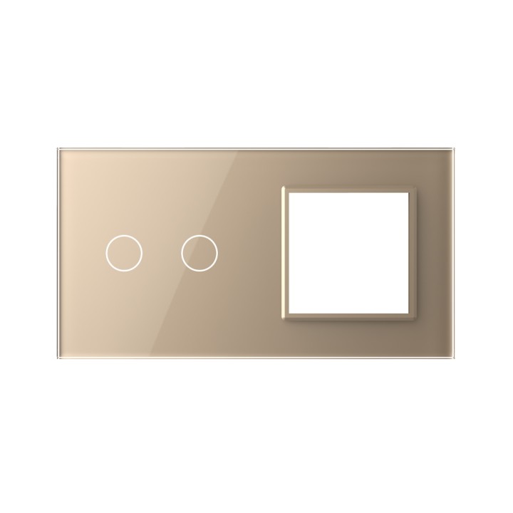 Plaque de finition en verre tactile 2 boutons + module SR – Doré Brillant