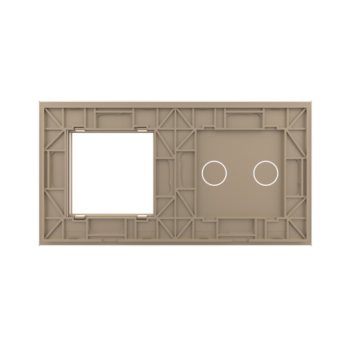 Plaque de finition en verre tactile 2 boutons + module SR – Doré Brillant