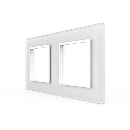 Plaque de finition en verre 2 postes – Blanc Mat