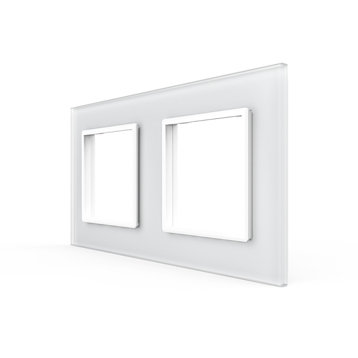 Plaque de finition en verre 2 postes – Blanc Mat