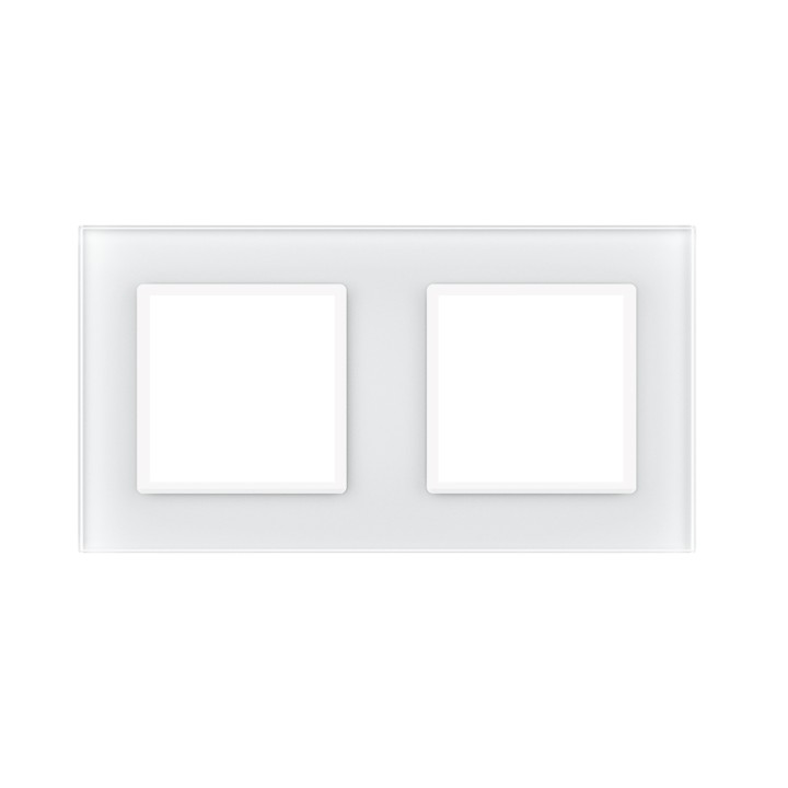 Plaque de finition en verre 2 postes – Blanc Mat