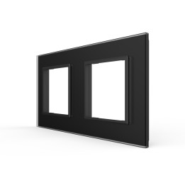 Plaque de finition en verre 2 postes – Noir Mat