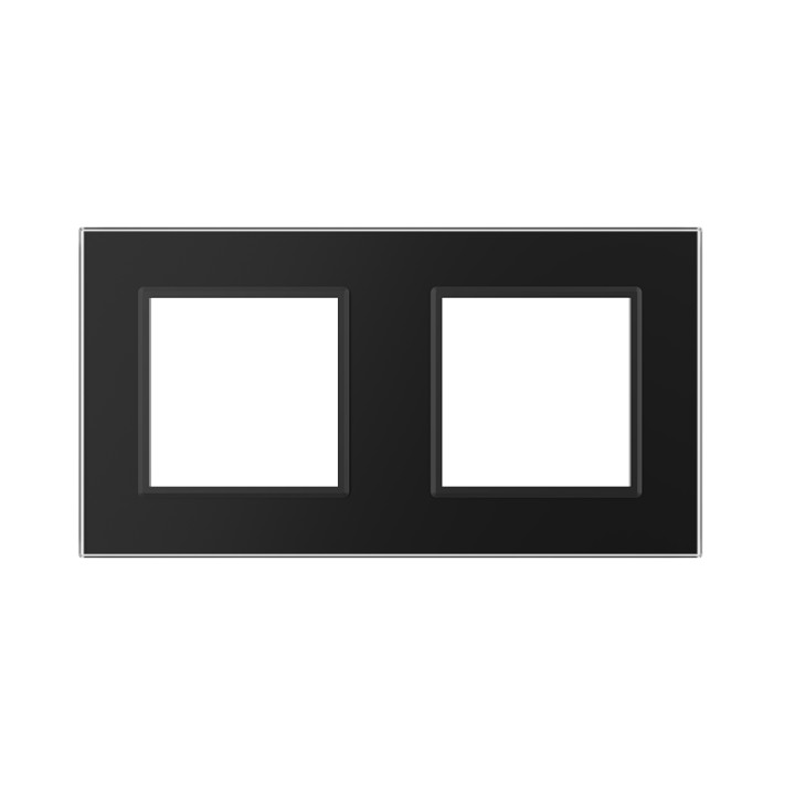 Plaque de finition en verre 2 postes – Noir Mat