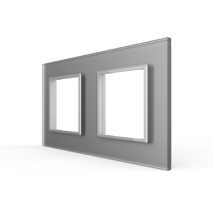 Plaque de finition en verre 2 postes – Gris Mat