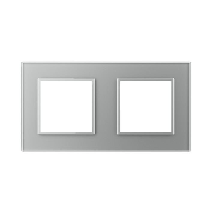 Plaque de finition en verre 2 postes – Gris Mat