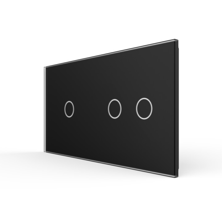 Plaque de finition en verre trempé 1 + 2 Boutons – Noir Mat