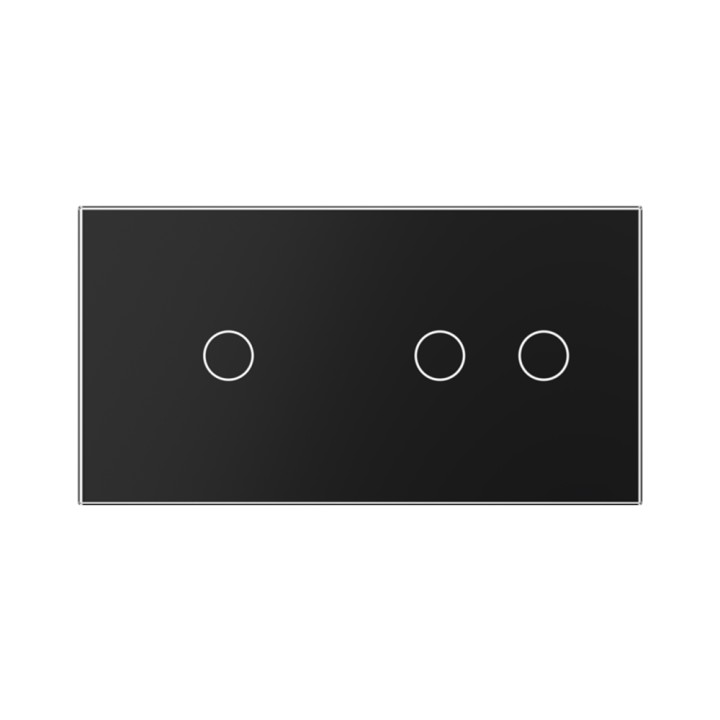 Plaque de finition en verre trempé 1 + 2 Boutons – Noir Mat