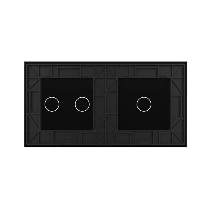 Plaque de finition en verre trempé 1 + 2 Boutons – Noir Mat