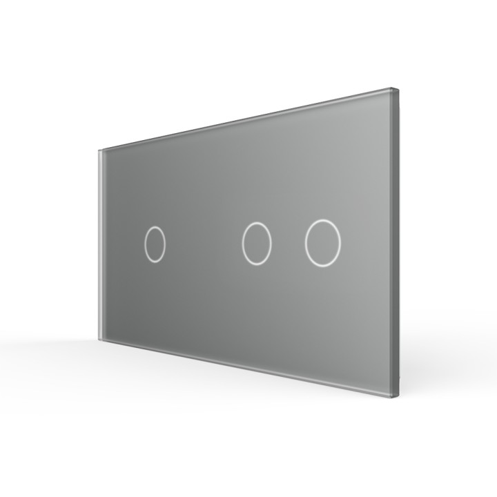 Plaque de finition en verre trempé 1 + 2 Boutons – Gris Mat
