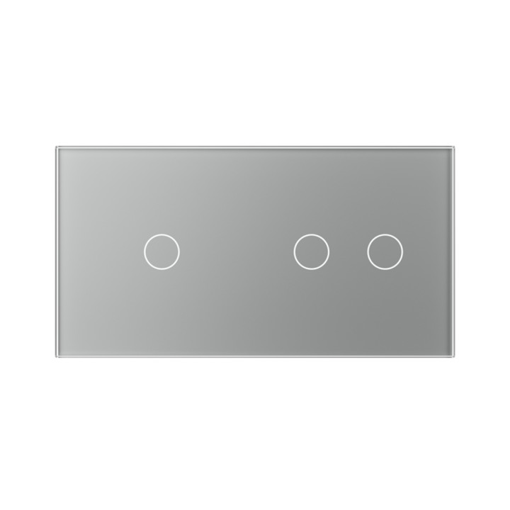 Plaque de finition en verre trempé 1 + 2 Boutons – Gris Mat