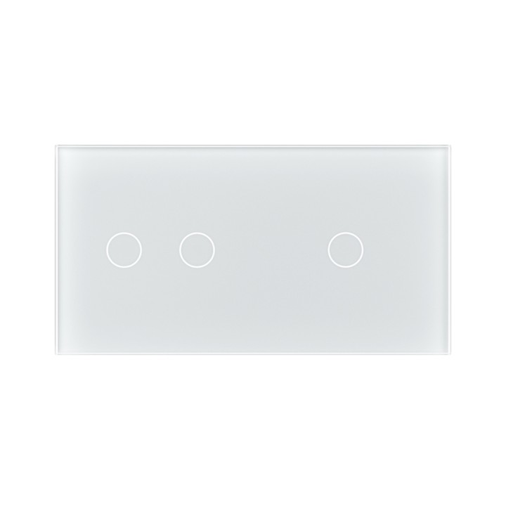 Plaque de finition en verre trempé 2 + 1 Boutons – Blanc Mat