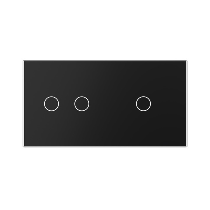 Plaque de finition en verre trempé 2 + 1 Boutons – Noir Mat