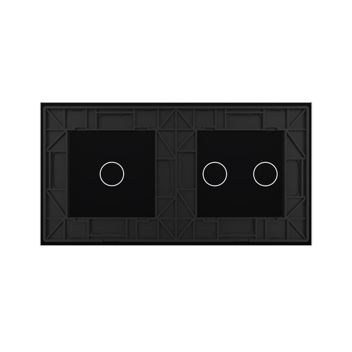 Plaque de finition en verre trempé 2 + 1 Boutons – Noir Mat