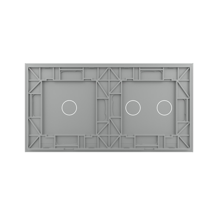 Plaque de finition en verre trempé 2 + 1 Boutons – Gris Brillant
