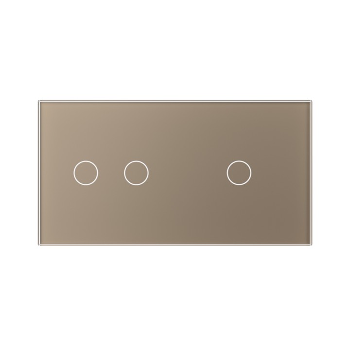 Plaque de finition en verre trempé 2 + 1 Boutons – Doré Mat
