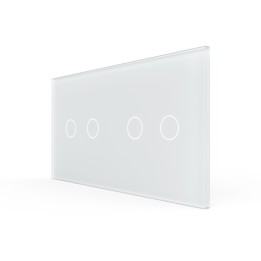Plaque Double de finition en verre trempé 2 Boutons – Blanc Mat