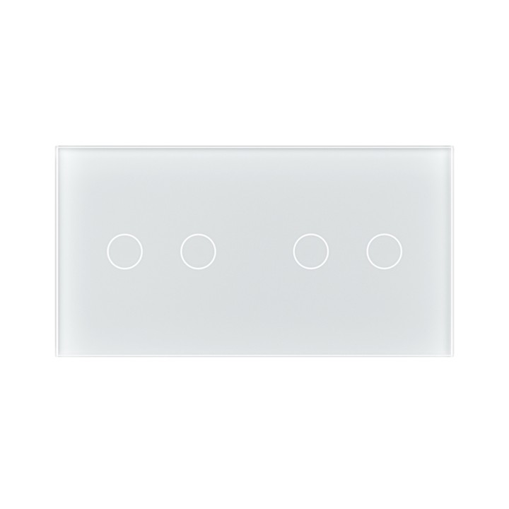 Plaque Double de finition en verre trempé 2 Boutons – Blanc Mat