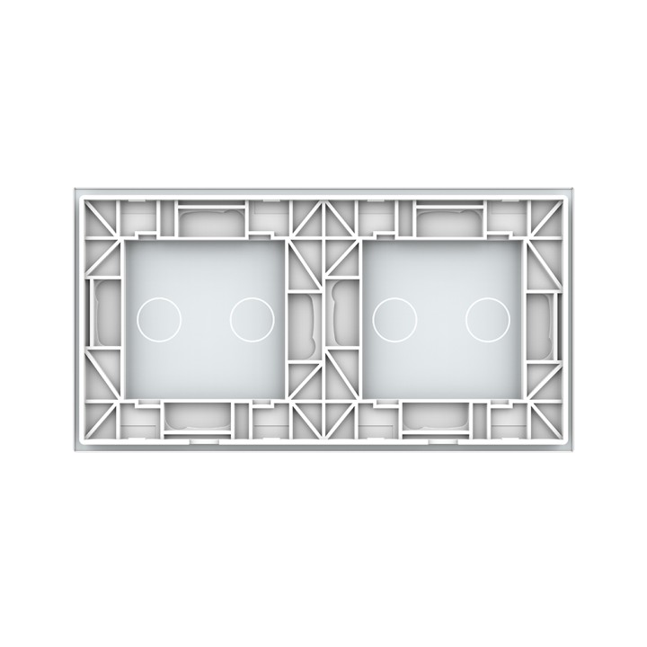 Plaque Double de finition en verre trempé 2 Boutons – Blanc Mat