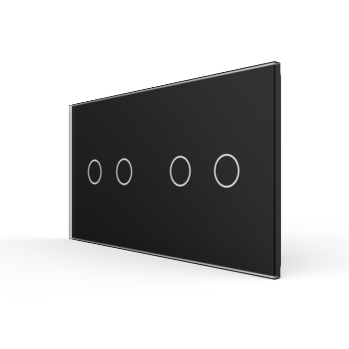 Plaque Double de finition en verre trempé 2 Boutons – Noir Mat