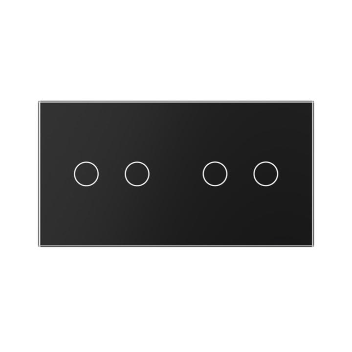 Plaque Double de finition en verre trempé 2 Boutons – Noir Mat